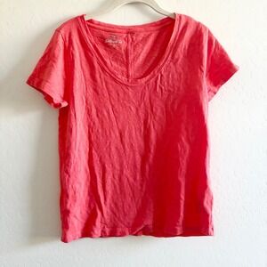 J Crew Girlfriend Tee Coral Pink Cotton Short Sleeve Scoop Neck T Shirt Size S